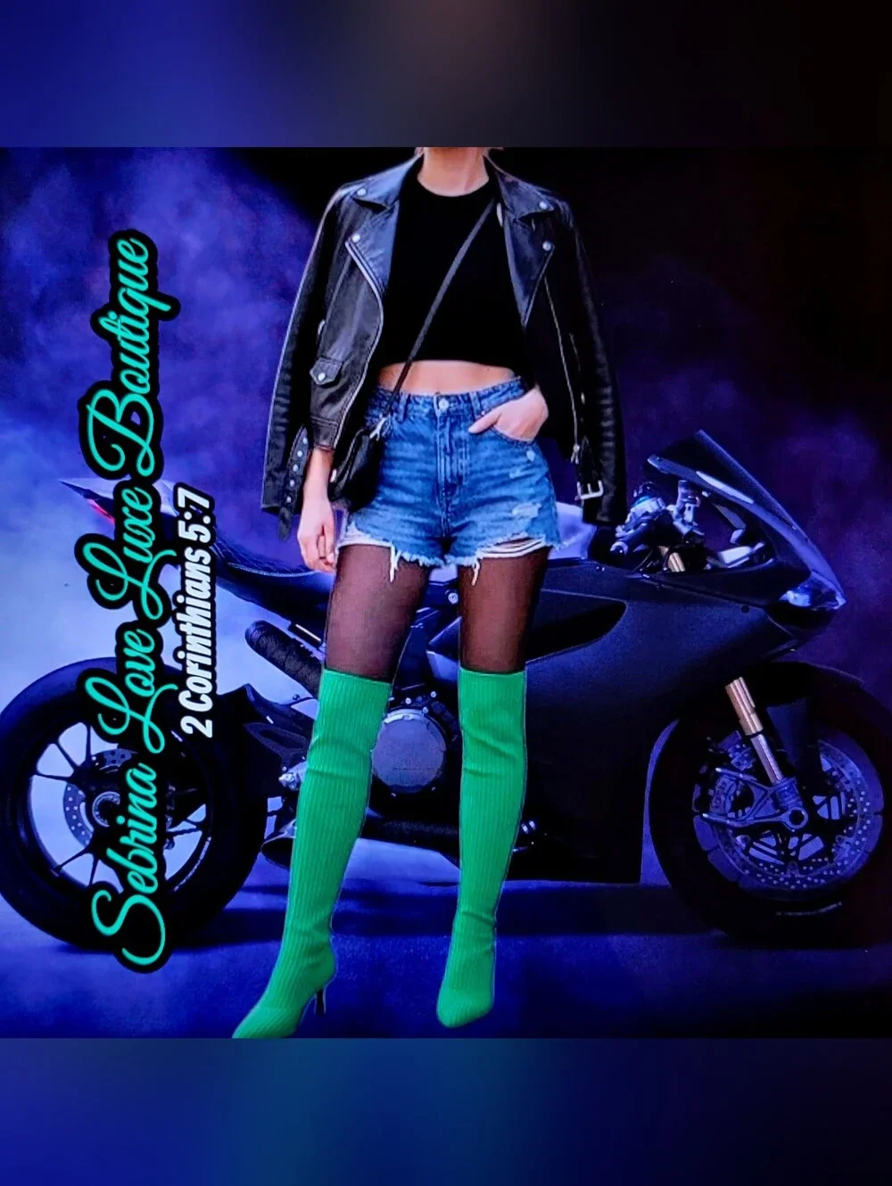 Flirty Kelly Green Over-the-Knee Stretch Sock Boots